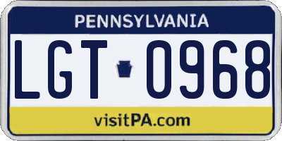 PA license plate LGT0968