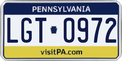 PA license plate LGT0972