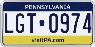 PA license plate LGT0974