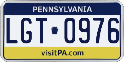 PA license plate LGT0976