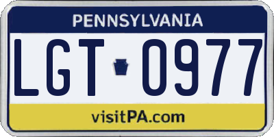 PA license plate LGT0977