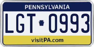 PA license plate LGT0993