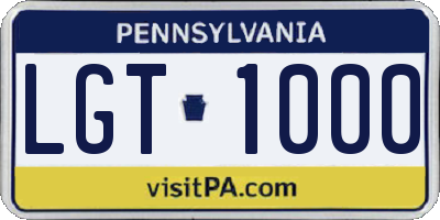 PA license plate LGT1000