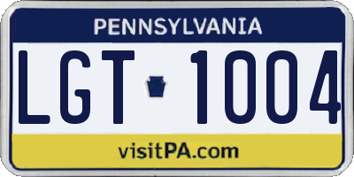 PA license plate LGT1004