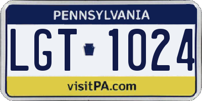 PA license plate LGT1024