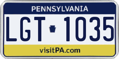 PA license plate LGT1035