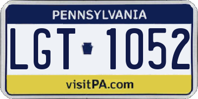 PA license plate LGT1052