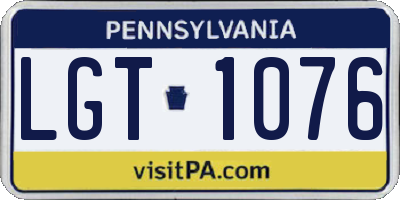 PA license plate LGT1076