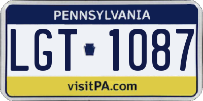 PA license plate LGT1087