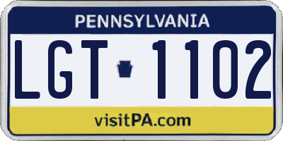 PA license plate LGT1102