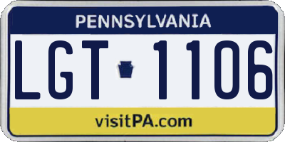 PA license plate LGT1106
