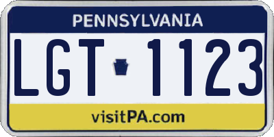 PA license plate LGT1123
