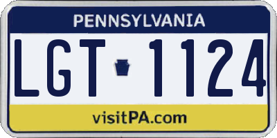 PA license plate LGT1124