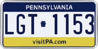 PA license plate LGT1153