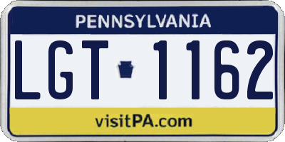 PA license plate LGT1162