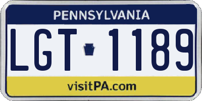 PA license plate LGT1189