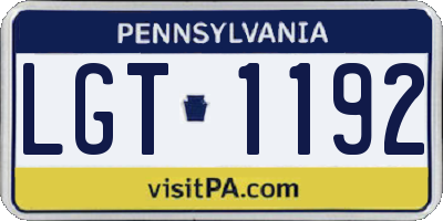 PA license plate LGT1192