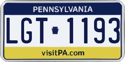 PA license plate LGT1193