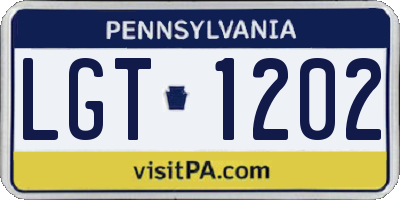 PA license plate LGT1202