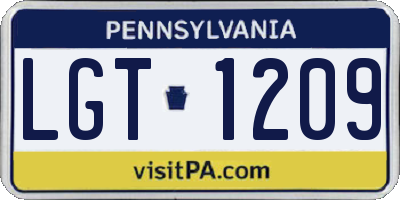 PA license plate LGT1209