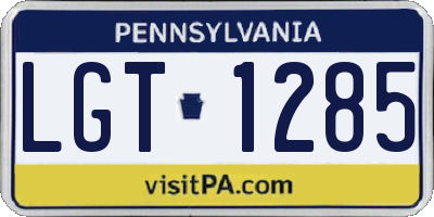 PA license plate LGT1285