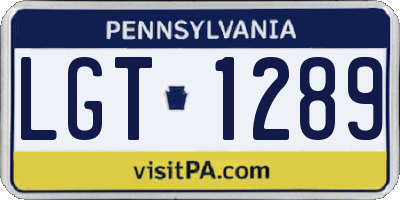 PA license plate LGT1289