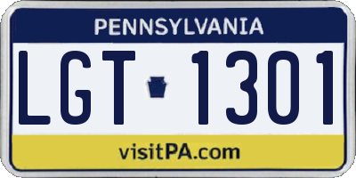 PA license plate LGT1301