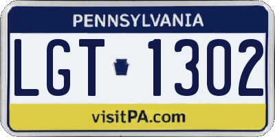 PA license plate LGT1302