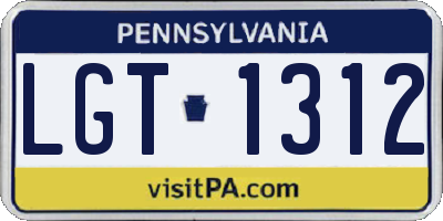 PA license plate LGT1312