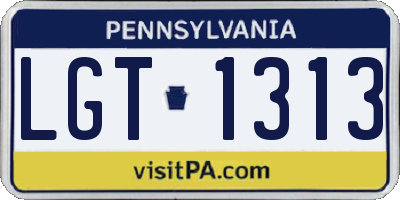 PA license plate LGT1313