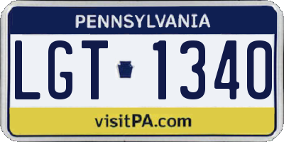 PA license plate LGT1340