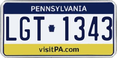 PA license plate LGT1343
