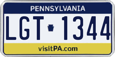 PA license plate LGT1344