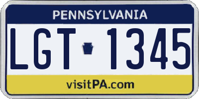 PA license plate LGT1345