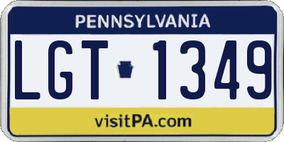 PA license plate LGT1349