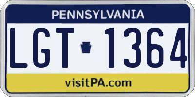PA license plate LGT1364
