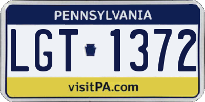 PA license plate LGT1372