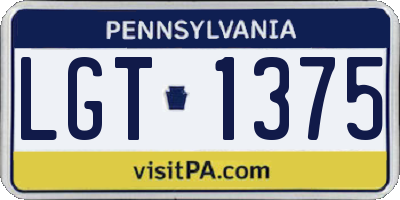 PA license plate LGT1375