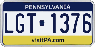 PA license plate LGT1376