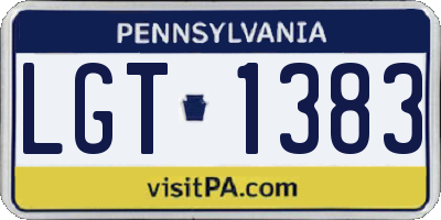 PA license plate LGT1383