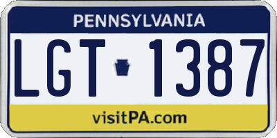 PA license plate LGT1387