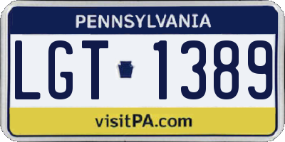 PA license plate LGT1389