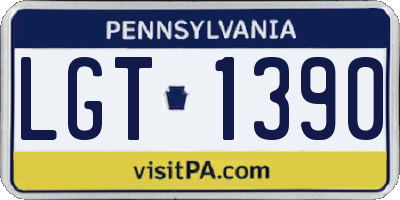 PA license plate LGT1390