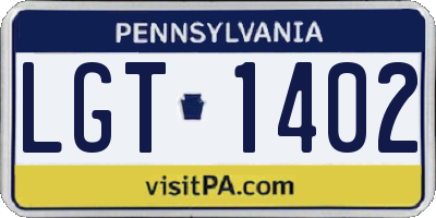PA license plate LGT1402