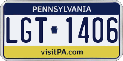 PA license plate LGT1406