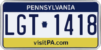 PA license plate LGT1418