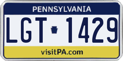 PA license plate LGT1429