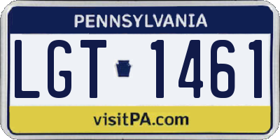 PA license plate LGT1461