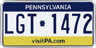 PA license plate LGT1472