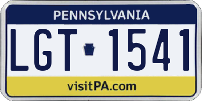 PA license plate LGT1541